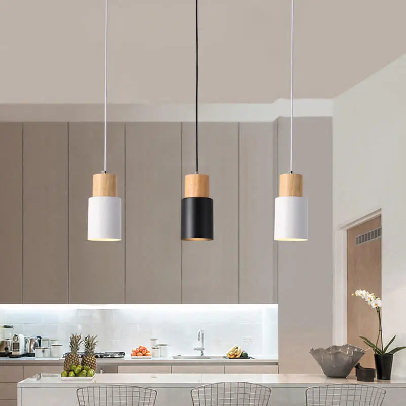 Modern Metal and Wood Pendant Lamp