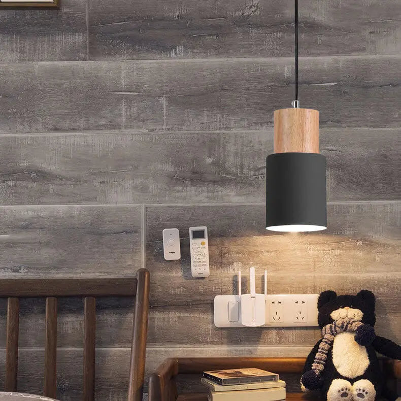 Modern Metal and Wood Pendant Lamp