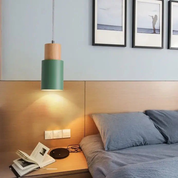 Modern Metal and Wood Pendant Lamp