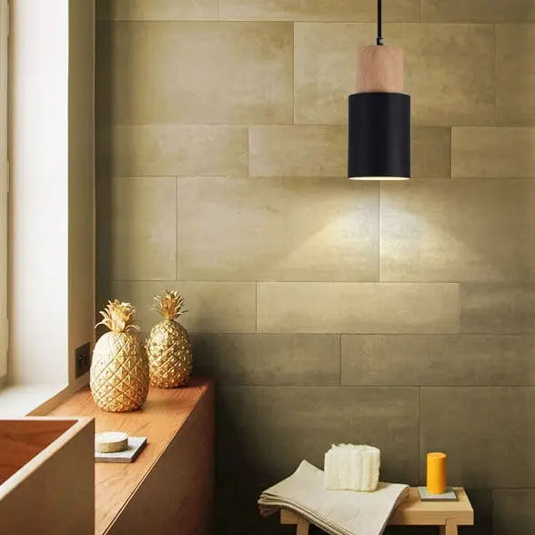 Modern Metal and Wood Pendant Lamp