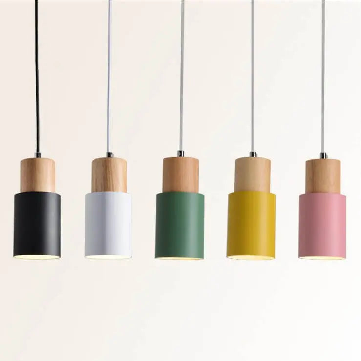 Modern Metal and Wood Pendant Lamp