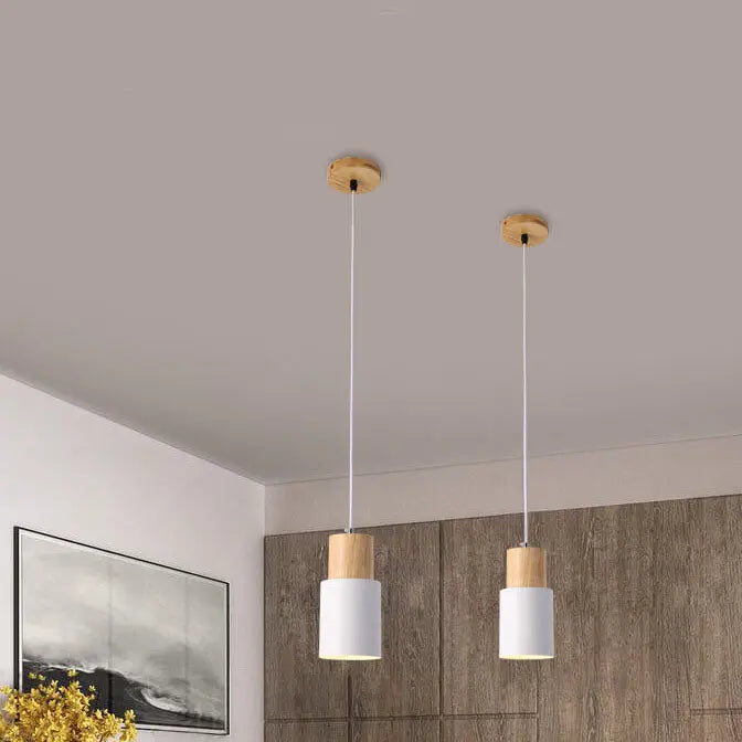 Modern Metal and Wood Pendant Lamp