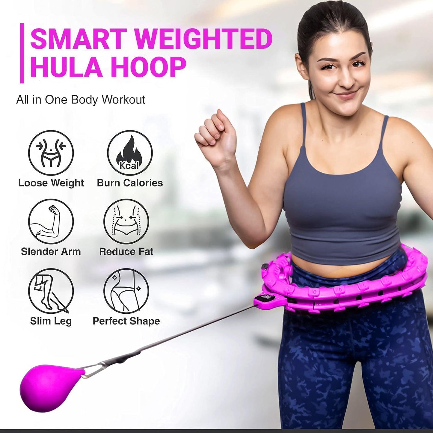 MASKURA Smart Weighted Hula Hoop with Counter – 24 Knots, Adjustable Ring Size for Weight Loss & Smart Fitness, Suitable for Adults