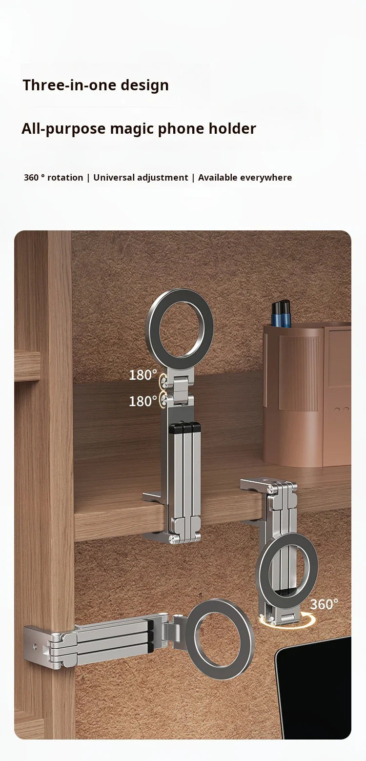 Foldable Mini Tripod with Magnetic Phone Holder — Portable Travel Stand for iPhone & Android, Ideal for Desk, Plane, or Train