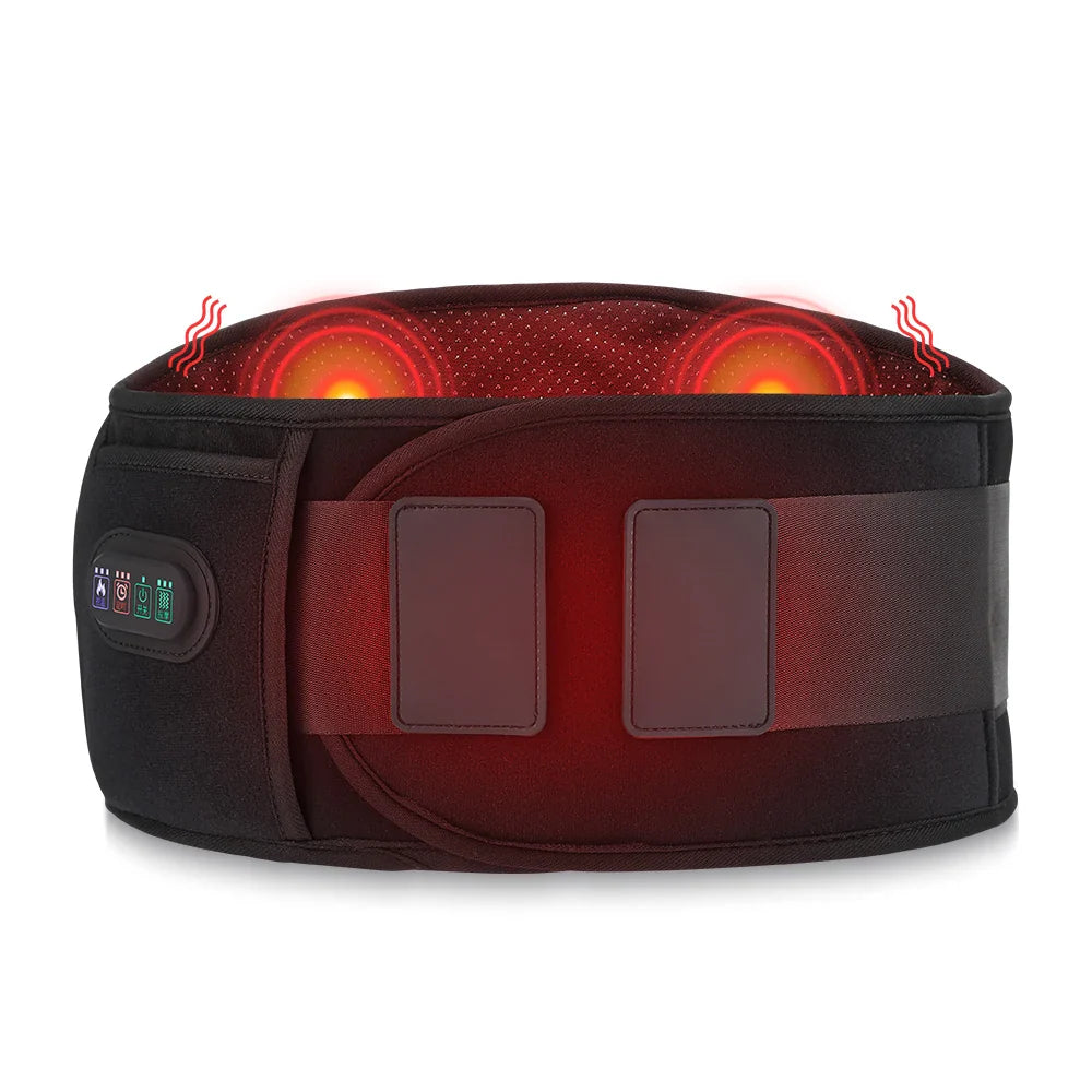 Infrared Heated Vibration Waist Massager Belt – 3 Levels, Dual Red Light Therapy, Hot Compress for Lower Back Relief and Lumbar Support