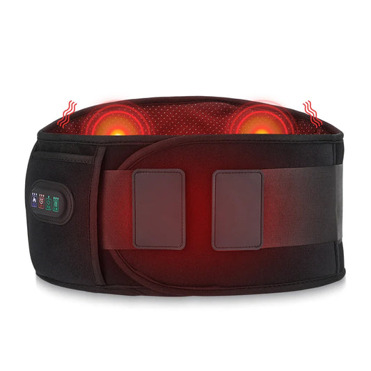 Infrared Heated Vibration Waist Massager Belt – 3 Levels, Dual Red Light Therapy, Hot Compress for Lower Back Relief and Lumbar Support