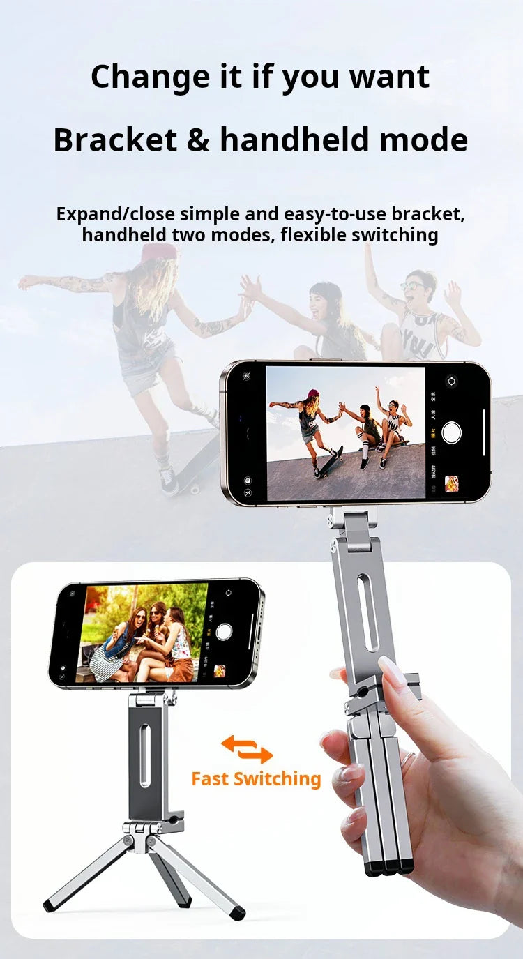 Foldable Mini Tripod with Magnetic Phone Holder — Portable Travel Stand for iPhone & Android, Ideal for Desk, Plane, or Train