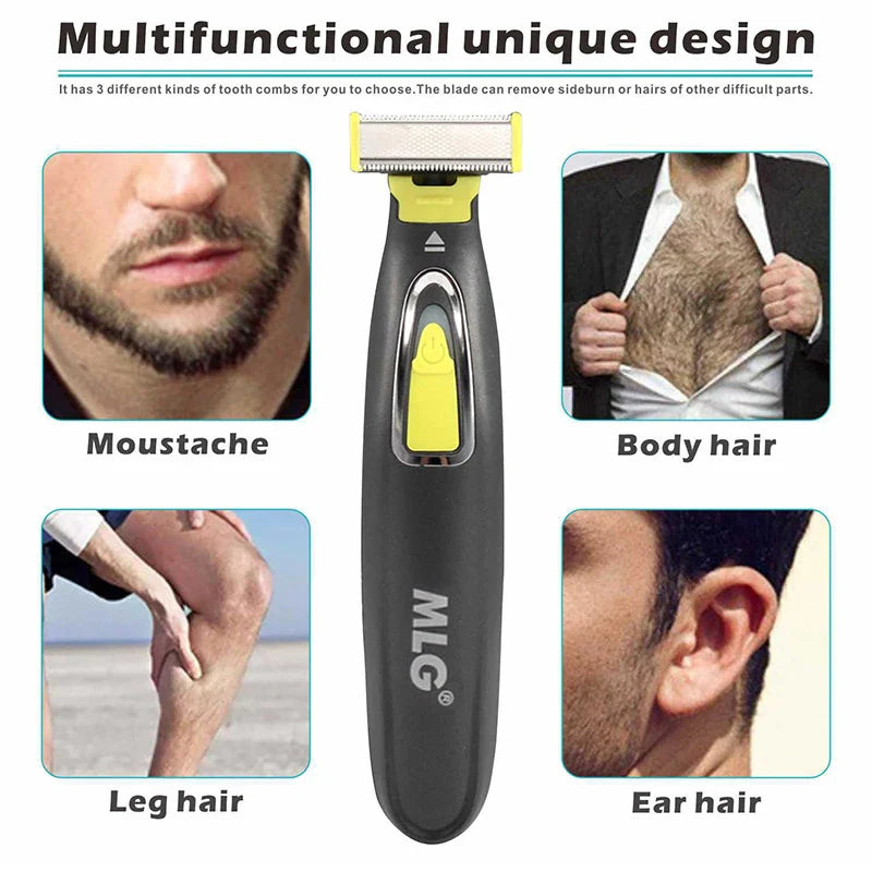 MLG Electric Shaver for Men & Women – Portable Full-Body Trimmer with USB Rechargeable T-Blade Razor, Washable for Beard, Armpits, and More