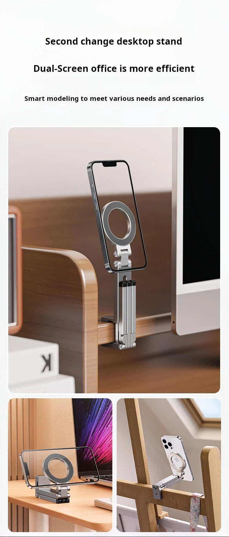 Foldable Mini Tripod with Magnetic Phone Holder — Portable Travel Stand for iPhone & Android, Ideal for Desk, Plane, or Train