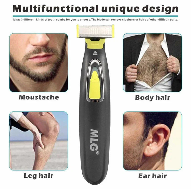 MLG Electric Shaver for Men & Women – Portable Full-Body Trimmer with USB Rechargeable T-Blade Razor, Washable for Beard, Armpits, and More
