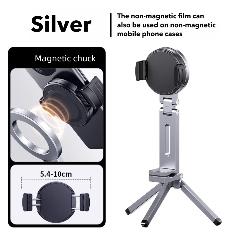 Foldable Mini Tripod with Magnetic Phone Holder — Portable Travel Stand for iPhone & Android, Ideal for Desk, Plane, or Train