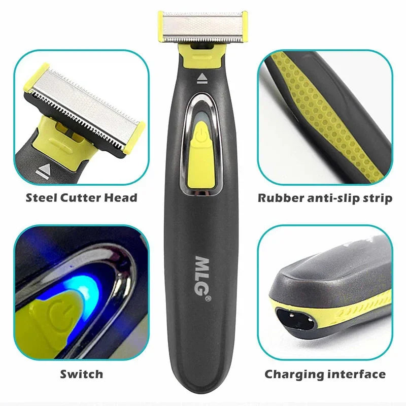 MLG Electric Shaver for Men & Women – Portable Full-Body Trimmer with USB Rechargeable T-Blade Razor, Washable for Beard, Armpits, and More