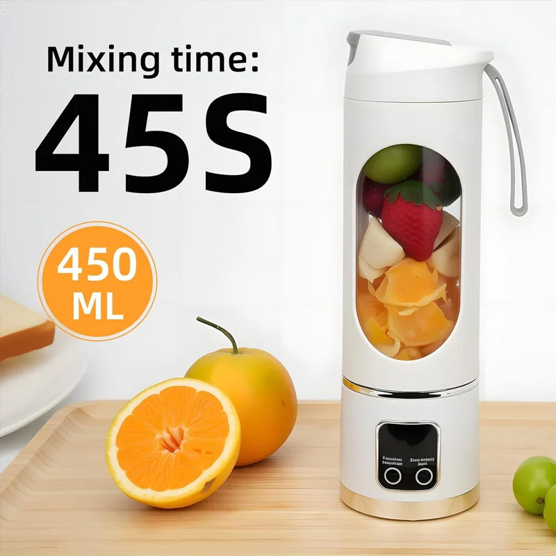 45ml USB-Charging Portable Juicer with 8-12 Blades, BPA-Free Material - Makes Milkshakes & Juices Anywhere, Travel, Office, Outdoor