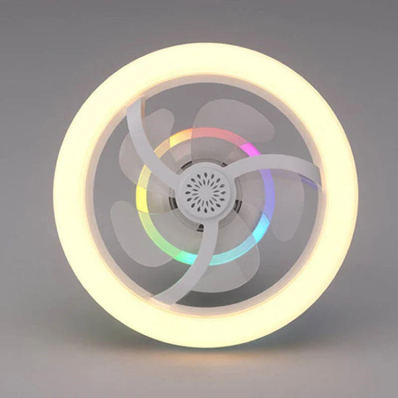 360° Rotating E27 LED Ceiling Fan Light with Remote, RGB Color, Dimmable Ventilator Lamp for Home Lighting, AC 85-265V