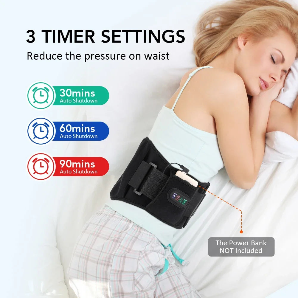 Infrared Heated Vibration Waist Massager Belt – 3 Levels, Dual Red Light Therapy, Hot Compress for Lower Back Relief and Lumbar Support