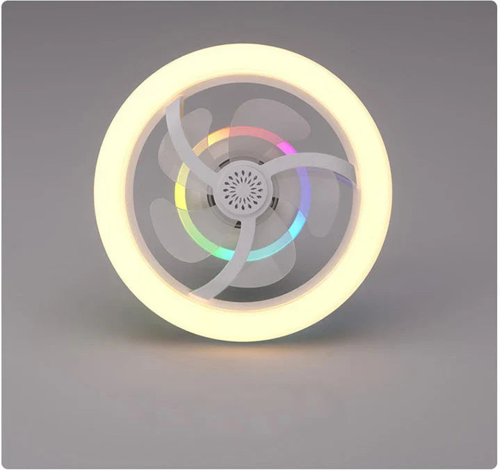 360° Rotating E27 LED Ceiling Fan Light with Remote, RGB Color, Dimmable Ventilator Lamp for Home Lighting, AC 85-265V
