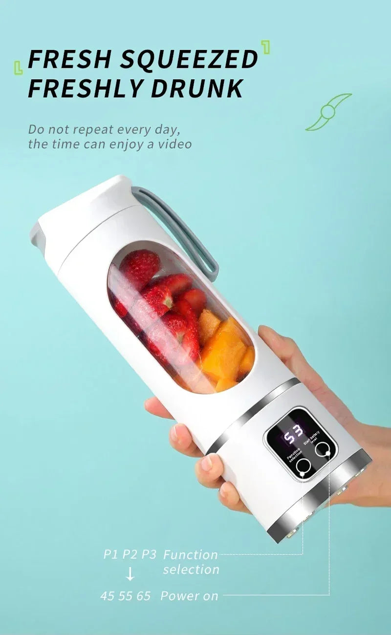 45ml USB-Charging Portable Juicer with 8-12 Blades, BPA-Free Material - Makes Milkshakes & Juices Anywhere, Travel, Office, Outdoor