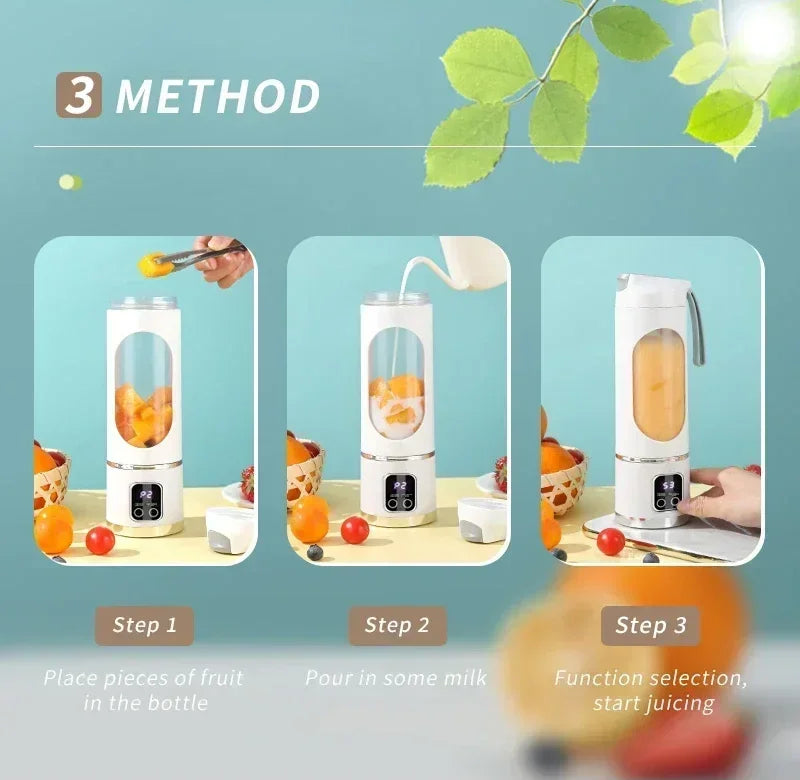 45ml USB-Charging Portable Juicer with 8-12 Blades, BPA-Free Material - Makes Milkshakes & Juices Anywhere, Travel, Office, Outdoor