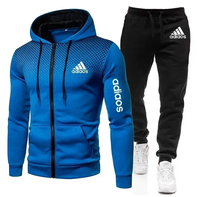 Men's Zippered Sportswear Fitness Suit with Hoodie – Running & Training Set, New Style, Fashionable