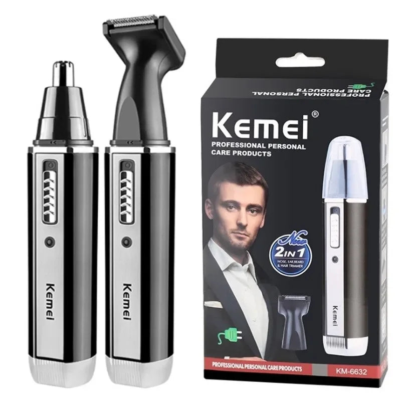 Kemei 4-in-1 Men's Grooming Kit - Rechargeable Electric Trimmer for Hair, Beard, Nose & Ear