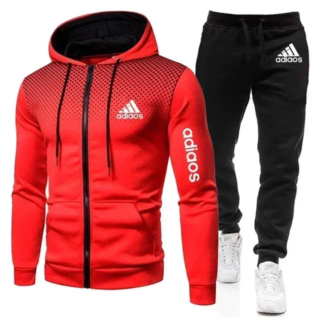 Men's Zippered Sportswear Fitness Suit with Hoodie – Running & Training Set, New Style, Fashionable