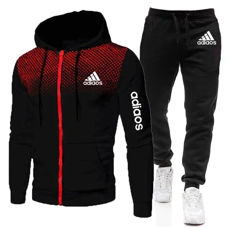 Men's Zippered Sportswear Fitness Suit with Hoodie – Running & Training Set, New Style, Fashionable
