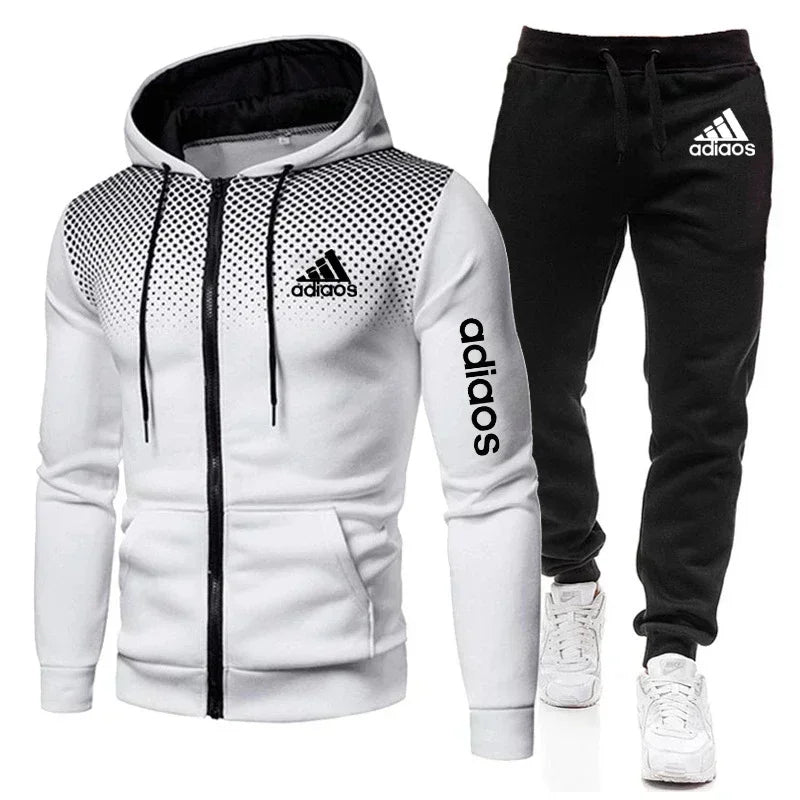 Men's Zippered Sportswear Fitness Suit with Hoodie – Running & Training Set, New Style, Fashionable