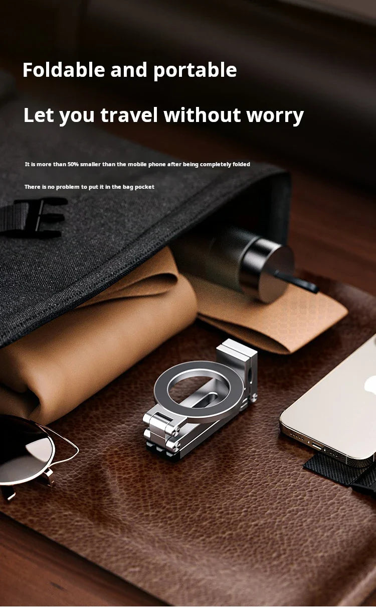 Foldable Mini Tripod with Magnetic Phone Holder — Portable Travel Stand for iPhone & Android, Ideal for Desk, Plane, or Train