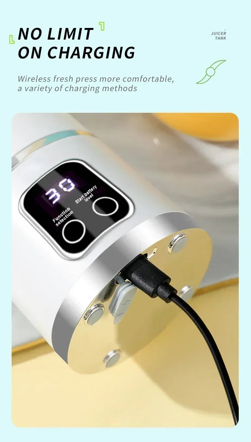 45ml USB-Charging Portable Juicer with 8-12 Blades, BPA-Free Material - Makes Milkshakes & Juices Anywhere, Travel, Office, Outdoor