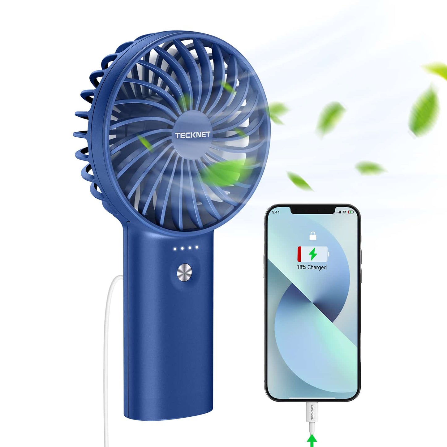 TECKNET 2-in-1 Handheld Fan with 5200mAh Rechargeable Power Bank — Portable Mini Fan for On-the-Go Cooling