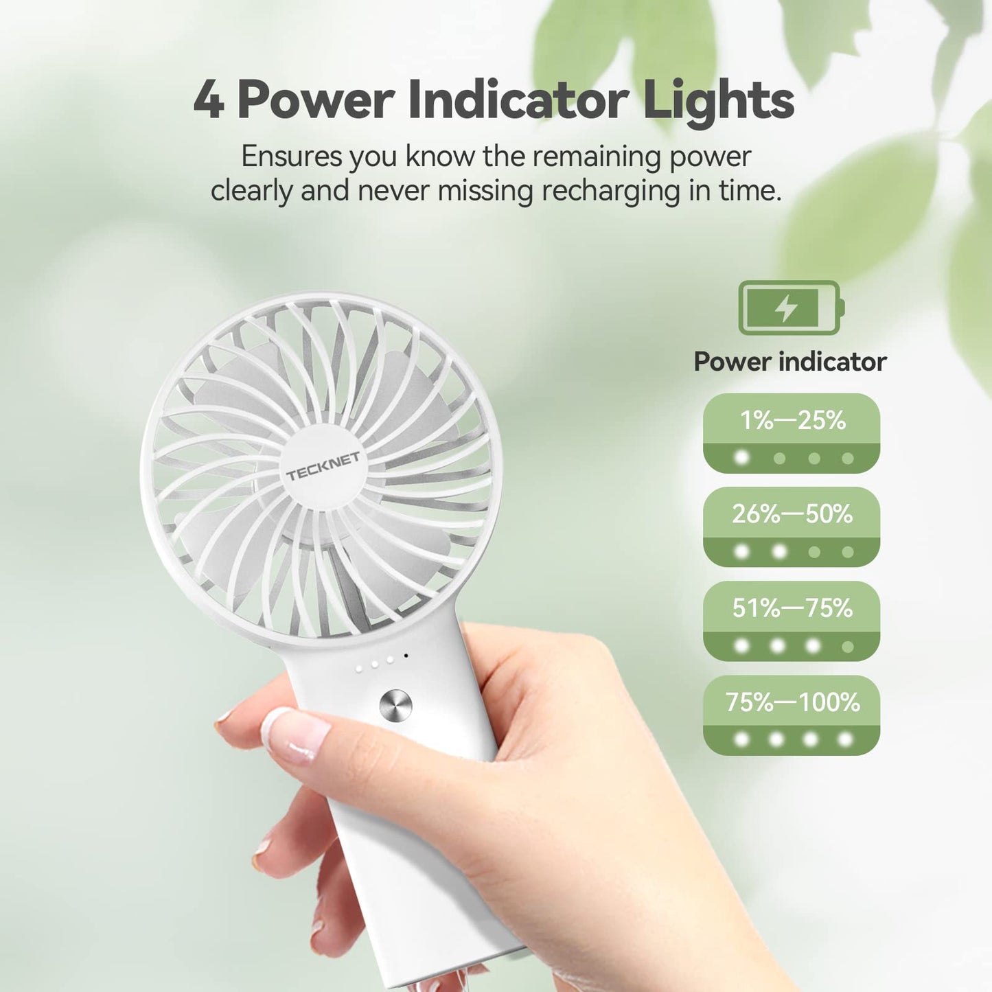 TECKNET 2-in-1 Handheld Fan with 5200mAh Rechargeable Power Bank — Portable Mini Fan for On-the-Go Cooling