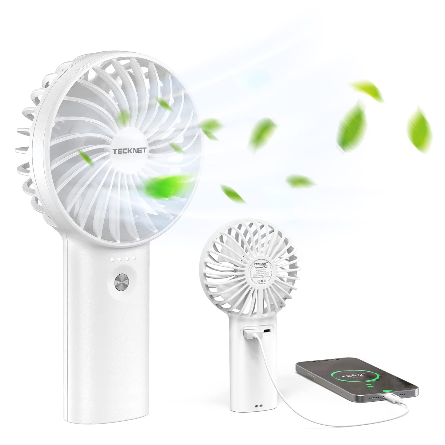 TECKNET 2-in-1 Handheld Fan with 5200mAh Rechargeable Power Bank — Portable Mini Fan for On-the-Go Cooling