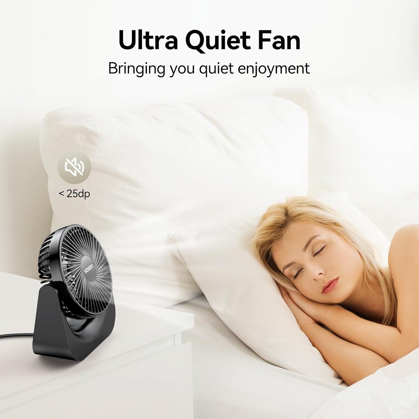 VOXON USB Desk Fan - Compact Table Fan with 5-Speed Adjustable Breeze