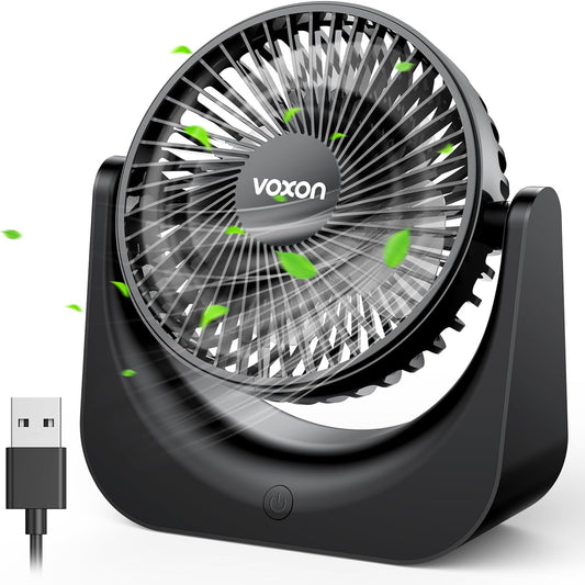 VOXON USB Desk Fan - Compact Table Fan with 5-Speed Adjustable Breeze