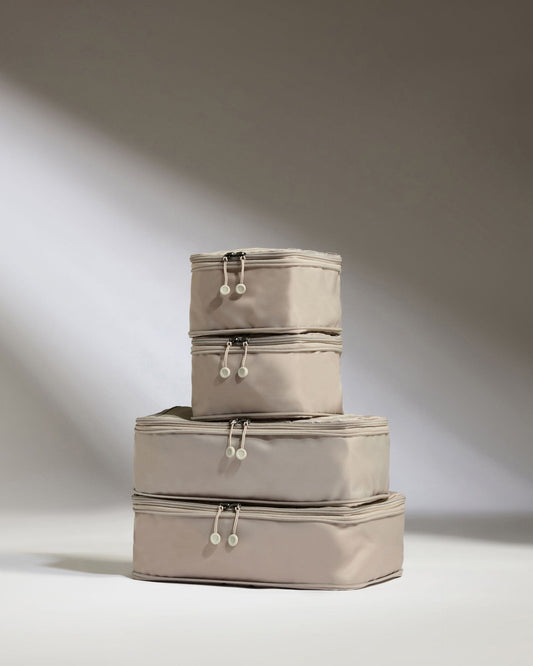 Taupe Packing Cubes – 4-Piece Set for Effortless Travel Organization