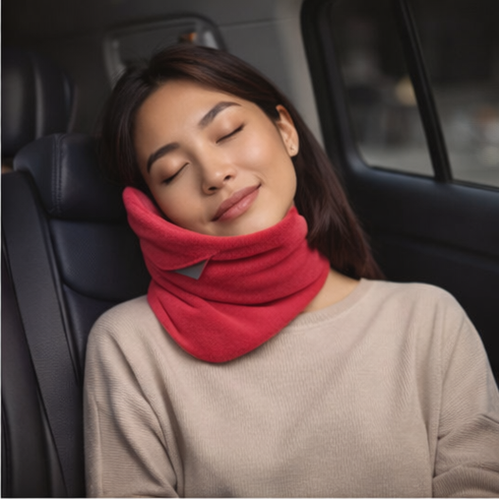 Ultra-Comfort Travel Neck Pillow with Supportive Wrap for Upright Rest
