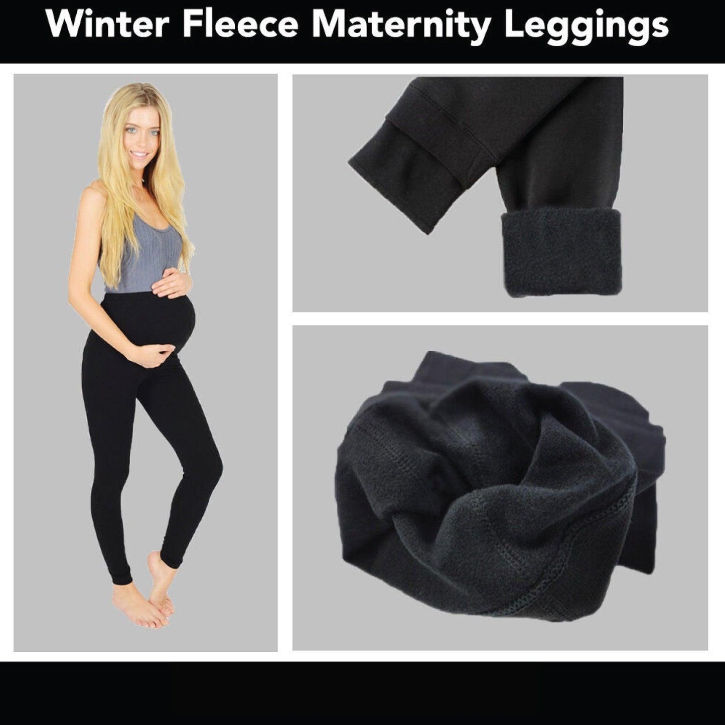 Cozy Fleece-Lined Maternity Leggings – Thick, Soft, Full-Length Cotton Pregnancy Pants for Warmth